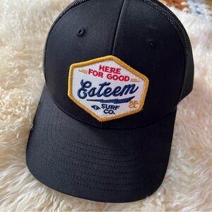 ESTEEM SURF CO Here for Good Esteem Patch Black Snap Back Trucker Hat Unisex